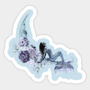 Mermaid Moon Blue Sticker